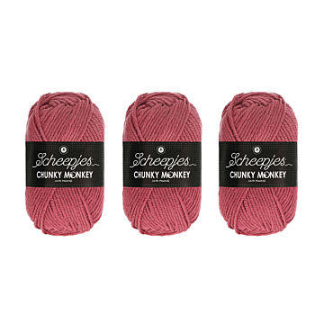 Scheepjes Chunky Monkey Aran Yarn Value Pack - 3 x 100g Balls 1023 Salmon 