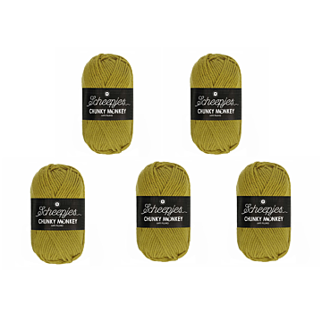 Scheepjes Chunky Monkey Aran Yarn Value Pack - 5 x 100g Balls 1712 Bumblebee 