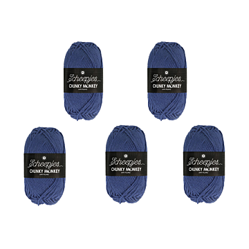 Scheepjes Chunky Monkey Aran Yarn Value Pack - 5 x 100g Balls 1825 Midnight 