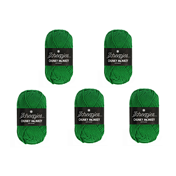 Scheepjes Chunky Monkey Aran Yarn Value Pack - 5 x 100g Balls 1826 Shamrock 