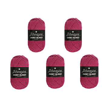 Scheepjes Chunky Monkey Aran Yarn Value Pack - 5 x 100g Balls 1827 Deep Fuchsia 