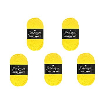 Scheepjes Chunky Monkey Aran Yarn Value Pack - 5 x 100g Balls 2008 Yellow 