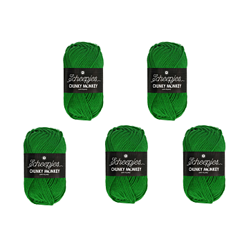 Scheepjes Chunky Monkey Aran Yarn Value Pack - 5 x 100g Balls 2014 Emerald 