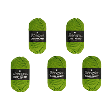 Scheepjes Chunky Monkey Aran Yarn Value Pack - 5 x 100g Balls 2016 Fern 