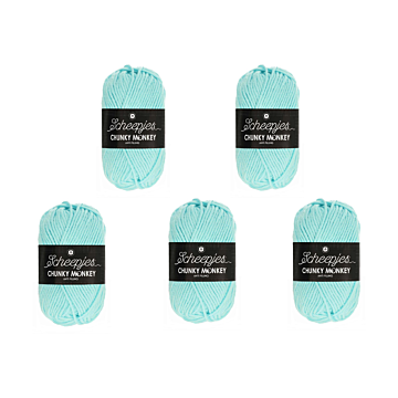 Scheepjes Chunky Monkey Aran Yarn Value Pack - 5 x 100g Balls 1034 Baby Blue 