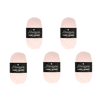 Scheepjes Chunky Monkey Aran Yarn Value Pack - 5 x 100g Balls 1240 Baby Pink 