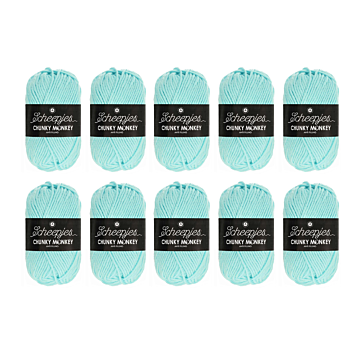 Scheepjes Chunky Monkey Aran Yarn Value Pack - 10 x 100g Balls 1034 Baby Blue 