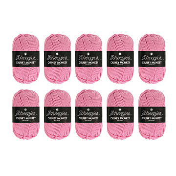 Scheepjes Chunky Monkey Aran Yarn Value Pack - 10 x 100g Balls 1241 Rose 