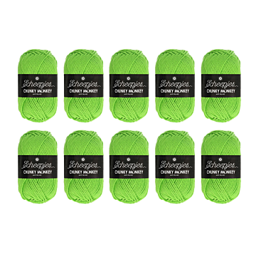 Scheepjes Chunky Monkey Aran Yarn Value Pack - 10 x 100g Balls 1821 Lime 