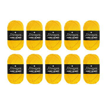 Scheepjes Chunky Monkey Aran Yarn Value Pack - 10 x 100g Balls 2004 Canary 
